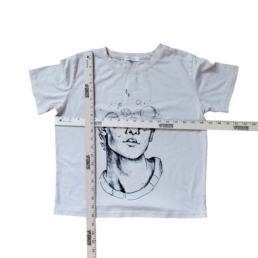 Romwe Space Head Cropped Graphic Tee Shirt Size S - Picture 5 of 8